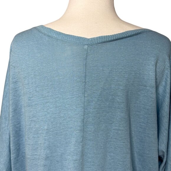 Eileen Fisher Linen Blouse V-neck Size Small Solid Blue - Picture 6 of 7